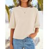 imageZESICA Womens Casual Short Sleeve Sweaters 2026 Summer Oversized Crewneck Soft Knit Cropped Tops Trendy OutfitsBeige