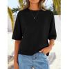 imageZESICA Womens Casual Short Sleeve Sweaters 2026 Summer Oversized Crewneck Soft Knit Cropped Tops Trendy OutfitsBlack