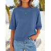 imageZESICA Womens Casual Short Sleeve Sweaters 2026 Summer Oversized Crewneck Soft Knit Cropped Tops Trendy OutfitsDustyblue