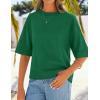 imageZESICA Womens Casual Short Sleeve Sweaters 2026 Summer Oversized Crewneck Soft Knit Cropped Tops Trendy OutfitsGreen