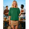 imageZESICA Womens Casual Short Sleeve Sweaters 2026 Summer Oversized Crewneck Soft Knit Cropped Tops Trendy OutfitsGreen