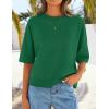imageZESICA Womens Casual Short Sleeve Sweaters 2026 Summer Oversized Crewneck Soft Knit Cropped Tops Trendy OutfitsGreen