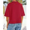 imageZESICA Womens Casual Short Sleeve Sweaters 2026 Summer Oversized Crewneck Soft Knit Cropped Tops Trendy OutfitsRed
