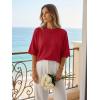imageZESICA Womens Casual Short Sleeve Sweaters 2026 Summer Oversized Crewneck Soft Knit Cropped Tops Trendy OutfitsRed