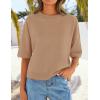 imageZESICA Womens Casual Short Sleeve Sweaters 2026 Summer Oversized Crewneck Soft Knit Cropped Tops Trendy OutfitsToffee