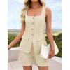 imageZESICA Womens Summer 2 Piece Short Sets 2026 Suit Vest Tops and Shorts Matching Set Business Casual OutfitsApricot