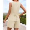 imageZESICA Womens Summer 2 Piece Short Sets 2026 Suit Vest Tops and Shorts Matching Set Business Casual OutfitsApricot