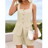 imageZESICA Womens Summer 2 Piece Short Sets 2026 Suit Vest Tops and Shorts Matching Set Business Casual OutfitsApricot