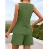 imageZESICA Womens Summer 2 Piece Short Sets 2026 Suit Vest Tops and Shorts Matching Set Business Casual OutfitsGreen