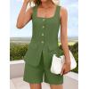 imageZESICA Womens Summer 2 Piece Short Sets 2026 Suit Vest Tops and Shorts Matching Set Business Casual OutfitsGreen