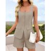 imageZESICA Womens Summer 2 Piece Short Sets 2026 Suit Vest Tops and Shorts Matching Set Business Casual OutfitsGreykhaki