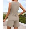 imageZESICA Womens Summer 2 Piece Short Sets 2026 Suit Vest Tops and Shorts Matching Set Business Casual OutfitsGreykhaki