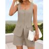 imageZESICA Womens Summer 2 Piece Short Sets 2026 Suit Vest Tops and Shorts Matching Set Business Casual OutfitsGreykhaki