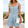 imageZESICA Womens Summer 2 Piece Short Sets 2026 Suit Vest Tops and Shorts Matching Set Business Casual OutfitsLightblue