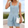 imageZESICA Womens Summer 2 Piece Short Sets 2026 Suit Vest Tops and Shorts Matching Set Business Casual OutfitsLightblue