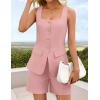 imageZESICA Womens Summer 2 Piece Short Sets 2026 Suit Vest Tops and Shorts Matching Set Business Casual OutfitsPink