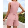 imageZESICA Womens Summer 2 Piece Short Sets 2026 Suit Vest Tops and Shorts Matching Set Business Casual OutfitsPink