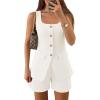 imageZESICA Womens Summer 2 Piece Short Sets 2026 Suit Vest Tops and Shorts Matching Set Business Casual OutfitsWhite