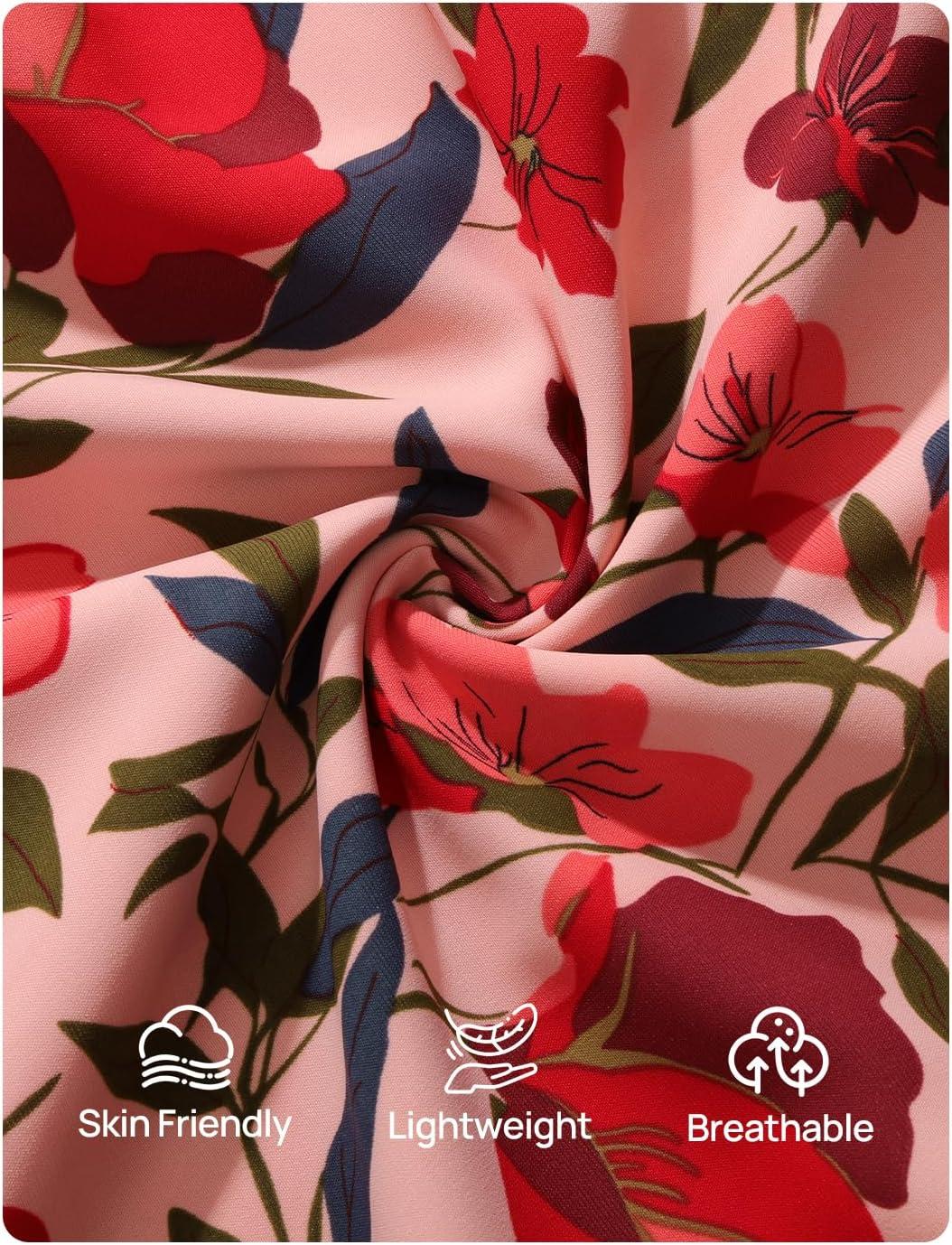 imageZESICA Womens Floral Print Blouse 2025 Long Sleeve Button Down Casual Fall Boho Oversized Tops ShirtsVintage Pink