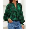 imageZESICA Womens Floral Print Blouse 2025 Long Sleeve Button Down Casual Fall Boho Oversized Tops ShirtsDark Green