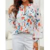 imageZESICA Womens Floral Print Blouse 2025 Long Sleeve Button Down Casual Fall Boho Oversized Tops ShirtsWhite