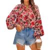 imageZESICA Womens Floral Print Blouse 2025 Long Sleeve Button Down Casual Fall Boho Oversized Tops ShirtsVintage Pink