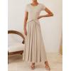 imageZESICA Womens 2026 Summer Short Sleeve Maxi Dresses Twist Front Wedding Guest Cocktail Flowy A Line Long DressApricot