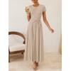 imageZESICA Womens 2026 Summer Short Sleeve Maxi Dresses Twist Front Wedding Guest Cocktail Flowy A Line Long DressApricot