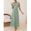 imageZESICA Womens 2026 Summer Short Sleeve Maxi Dresses Twist Front Wedding Guest Cocktail Flowy A Line Long DressBeangreen