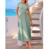 imageZESICA Womens 2026 Summer Short Sleeve Maxi Dresses Twist Front Wedding Guest Cocktail Flowy A Line Long DressBeangreen