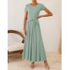 imageZESICA Womens 2026 Summer Short Sleeve Maxi Dresses Twist Front Wedding Guest Cocktail Flowy A Line Long DressBeangreen