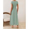 imageZESICA Womens 2026 Summer Short Sleeve Maxi Dresses Twist Front Wedding Guest Cocktail Flowy A Line Long DressBeangreen