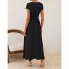 imageZESICA Womens 2026 Summer Short Sleeve Maxi Dresses Twist Front Wedding Guest Cocktail Flowy A Line Long DressBlack