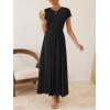 imageZESICA Womens 2026 Summer Short Sleeve Maxi Dresses Twist Front Wedding Guest Cocktail Flowy A Line Long DressBlack