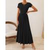 imageZESICA Womens 2026 Summer Short Sleeve Maxi Dresses Twist Front Wedding Guest Cocktail Flowy A Line Long DressBlack