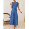 imageZESICA Womens 2026 Summer Short Sleeve Maxi Dresses Twist Front Wedding Guest Cocktail Flowy A Line Long DressBlue