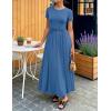 imageZESICA Womens 2026 Summer Short Sleeve Maxi Dresses Twist Front Wedding Guest Cocktail Flowy A Line Long DressBlue