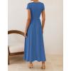 imageZESICA Womens 2026 Summer Short Sleeve Maxi Dresses Twist Front Wedding Guest Cocktail Flowy A Line Long DressBlue