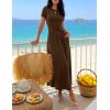 imageZESICA Womens 2026 Summer Short Sleeve Maxi Dresses Twist Front Wedding Guest Cocktail Flowy A Line Long DressBrown