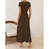 imageZESICA Womens 2026 Summer Short Sleeve Maxi Dresses Twist Front Wedding Guest Cocktail Flowy A Line Long DressBrown