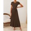 imageZESICA Womens 2026 Summer Short Sleeve Maxi Dresses Twist Front Wedding Guest Cocktail Flowy A Line Long DressBrown