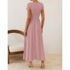 imageZESICA Womens 2026 Summer Short Sleeve Maxi Dresses Twist Front Wedding Guest Cocktail Flowy A Line Long DressPink