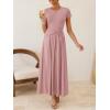 imageZESICA Womens 2026 Summer Short Sleeve Maxi Dresses Twist Front Wedding Guest Cocktail Flowy A Line Long DressPink