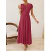 imageZESICA Womens 2026 Summer Short Sleeve Maxi Dresses Twist Front Wedding Guest Cocktail Flowy A Line Long DressRoseberry