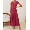 imageZESICA Womens 2026 Summer Short Sleeve Maxi Dresses Twist Front Wedding Guest Cocktail Flowy A Line Long DressRoseberry