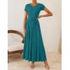 imageZESICA Womens 2026 Summer Short Sleeve Maxi Dresses Twist Front Wedding Guest Cocktail Flowy A Line Long DressTeal