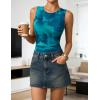 imageZESICA Womens 2026 Summer Sleeveless Floral Tank Tops Mesh Y2K Crop Going Out Outfits Beach Vacation Trendy ClothesBlue