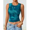imageZESICA Womens 2026 Summer Sleeveless Floral Tank Tops Mesh Y2K Crop Going Out Outfits Beach Vacation Trendy ClothesBlue