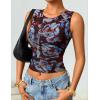 imageZESICA Womens 2026 Summer Sleeveless Floral Tank Tops Mesh Y2K Crop Going Out Outfits Beach Vacation Trendy ClothesCoffee
