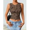 imageZESICA Womens 2026 Summer Sleeveless Floral Tank Tops Mesh Y2K Crop Going Out Outfits Beach Vacation Trendy ClothesLeopard